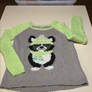 Justice Gray and Green Panda Sweater